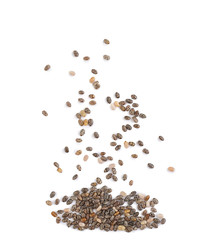 Chia seeds on white background