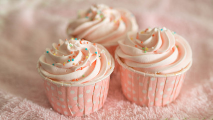 Homemade pink cupcakes