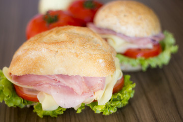 Delicioso sanduíche  artesanal preparado com pão integral queijo e tomates frescos