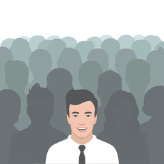 person in crowd, people group, business leadership