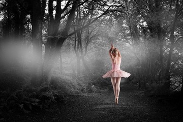 Composite image of ballerina standing en pointe © vectorfusionart