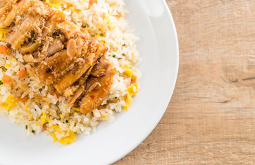 fried rice with grilled chicken and teriyaki sauce