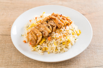 fried rice with grilled chicken and teriyaki sauce