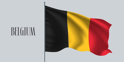 Belgium waving flag on flagpole vector illustration