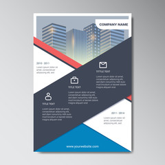 Company Brochure design template with icon placeholder and building background