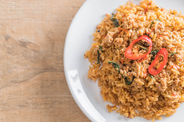 spicy fried rice with pork and basil