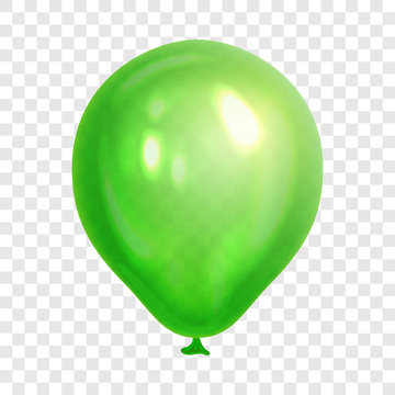Realistic green balloon, isolated on transparent background. Balloon for birthday party, celebration, festival. Flying glossy balloon. Holiday vector Illustration.