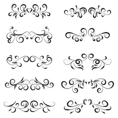 vector illustration set of border calligraphic and dividers decorative