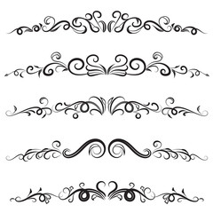 Obraz premium vector illustration set of border calligraphic and dividers decorative