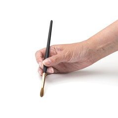 Hand drawing with a brush. Isolated on white background