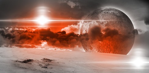 View of landscape and moon