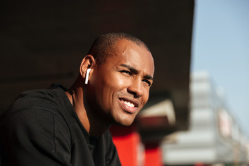Close up portrait of a happy smiling african man