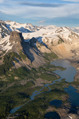 Beautiful aerial view of the Canadian Landscape in the famous location, Garibaldi Provincial Park. Located near Squamish and Whistler, North of Vancouver, British Columbia, Canada.
