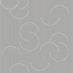 Monochrome background. Striped loopy ribbon.