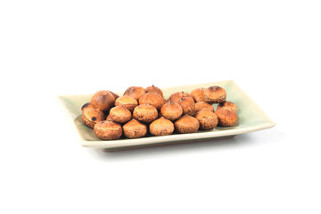 Chestnuts food on dish from rain forest