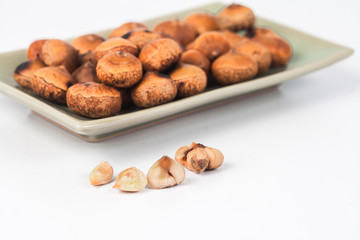 Chestnuts food on dish from rain forest