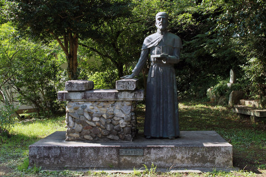 Closer To The Statue Of Francis Xavier In Yamaguchi, Japan. Considered As The First Missionary For Japan