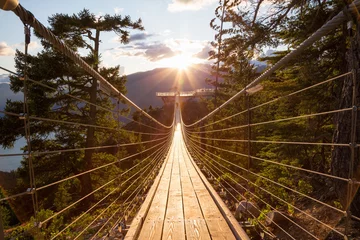 Zelfklevend Fotobehang Suspension Bridge on Top of a Mountain in Squamish, North of Vancouver, British Columbia, Canada. © edb3_16