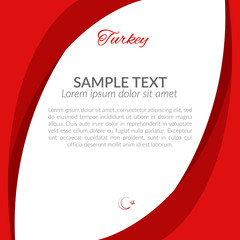 Template with inscription Turkey  background of curved red lines Vector