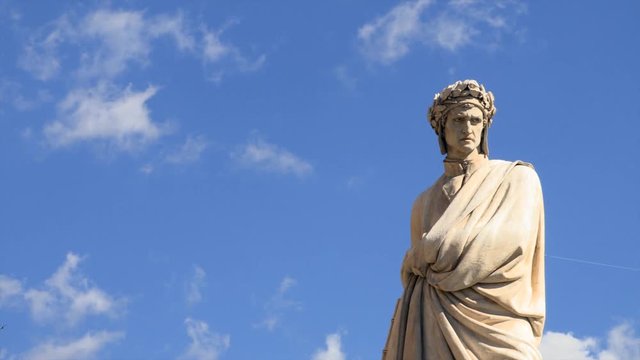 Pazzi's sculpture of Dante, Piazza Santa Croce, Florence, Tuscany, Italy