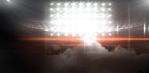 Fotobehang Digital image of illuminated floodlights at stadium © vectorfusionart