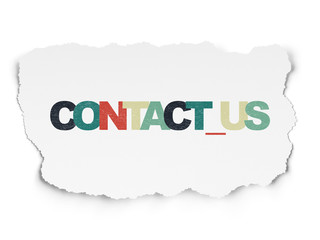Business concept: Contact us on Torn Paper background