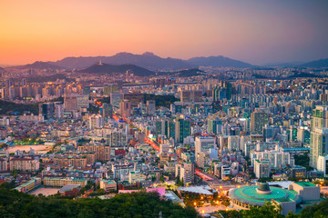 Fototapeta na wymiar Seoul. Cityscape image of Seoul downtown during summer sunset.