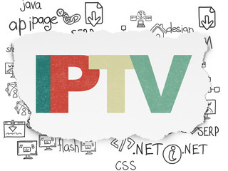 Web development concept: IPTV on Torn Paper background