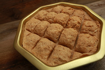 turkish tahini halva in an iron pot