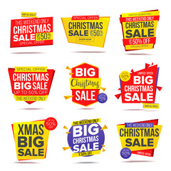 Biggest Xmas Offer Sale Banner Vector. Crazy Sale Poster. Isolated Illustration