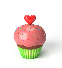 cupcake with red heart