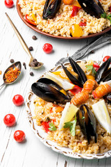 Spanish paella with seafood