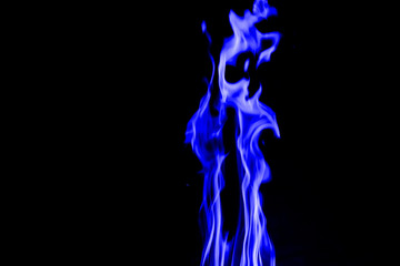 Obraz premium Abstract blue Fire flames on dark background.