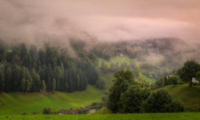Morning mists, Val di Funes