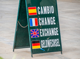 Schild Geldwechsel