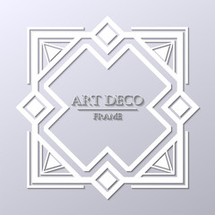 Vintage retro white art deco frame with text on grey background. Template for design. Vector illustration eps 10