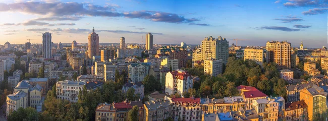 Washable wall murals Kiev Beautiful area of kiev near the city center at sunset time, aerial photography in Kiev, Ukraine