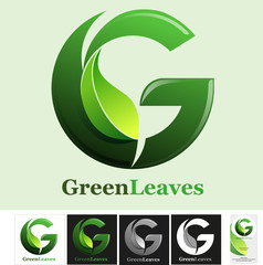 Vector abstract, Letter G for Green leave or go green symbol