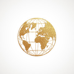 Creative gold map of the world. Vector illustration. .