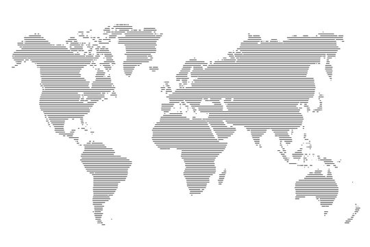 World stripes map. Vector illustration.