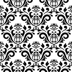 Seamless black and white pattern with wallpaper ornaments
