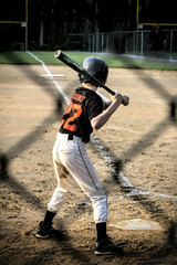 Batter Thru Fence at Youth Baseball Game