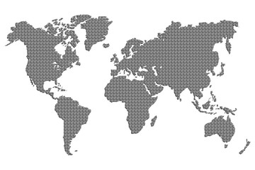 A world map of squares. Vector illustration.