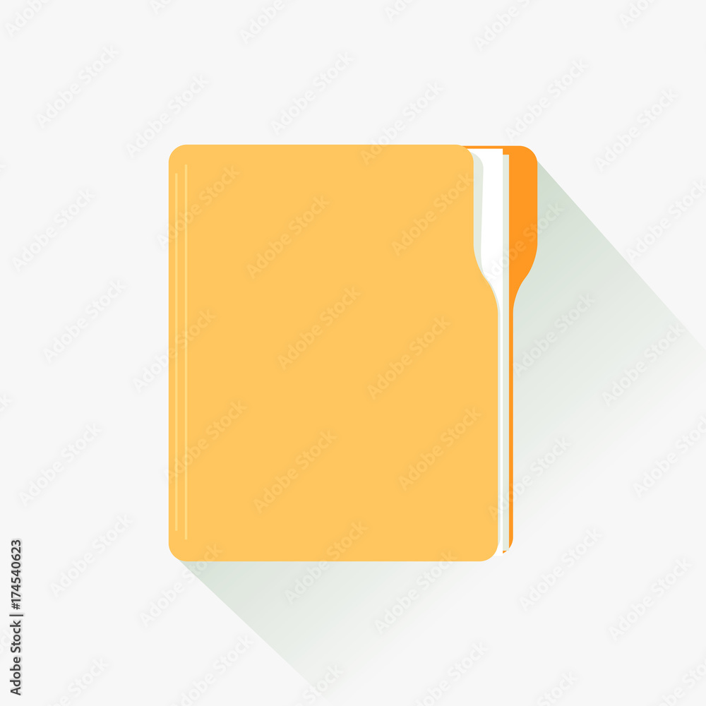 Poster manila folder with document. flat designed vector illustration with long shadow