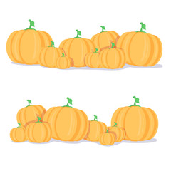 autumn vector orange pumpkins border design template for banners and thanksgiving day backgrounds.
