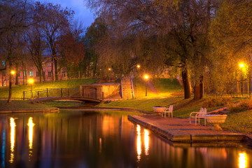 Fototapeta na wymiar Twilight view of Yusupov Garden