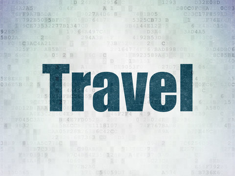 Holiday concept: Travel on Digital Data Paper background