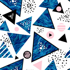 Fototapety  Abstrakcyjny wzór akwareli niebieskich trójkątów