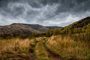 A country road in the mountains