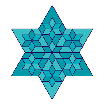 turquoise Jewish star with blue outline